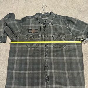 Harley-Davidson Black and Gray Plaid Shirt